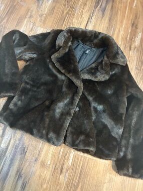 Kenneth Cole NY Women's XL Short Faux Fur Coat in Dark Brown